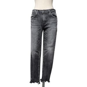 Moussy Vintage Black Wash Skinny Jeans Raw Hem Women 27 Made in Japan